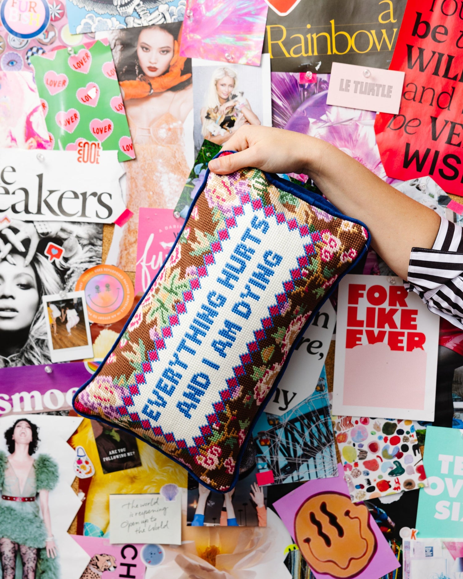 Everything Hurts Needlepoint Pillow