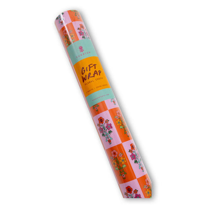 Wrapping Paper Sheets - Floral Check