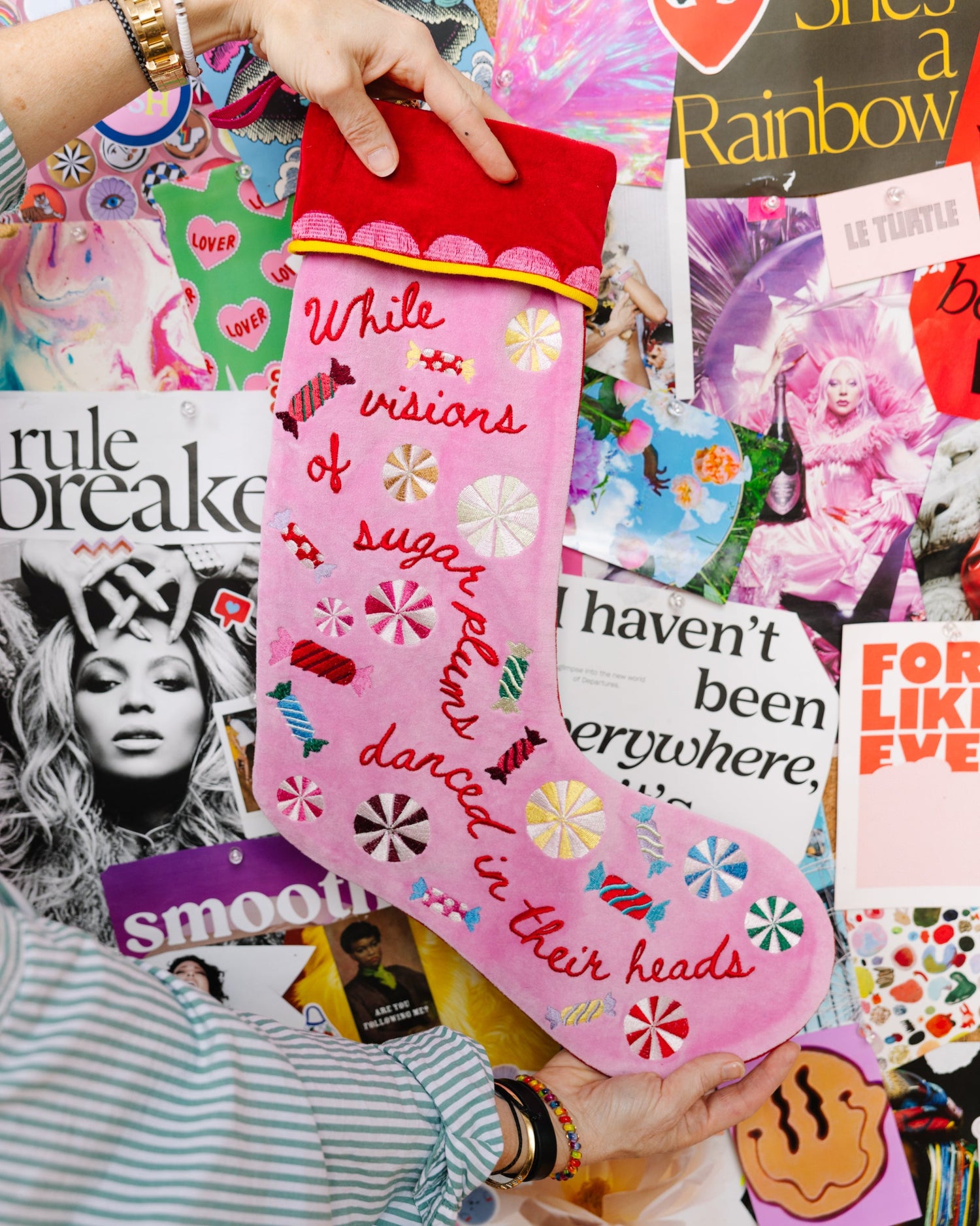 Sugar Plums Embroidered Stocking