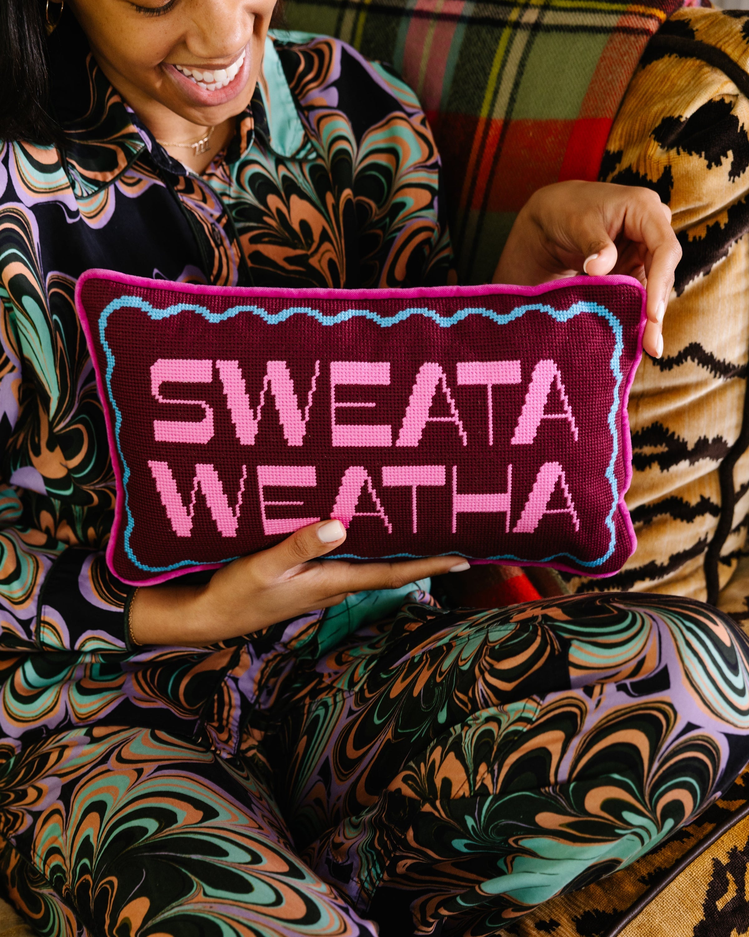Sweata Weatha Needlepoint Pillow