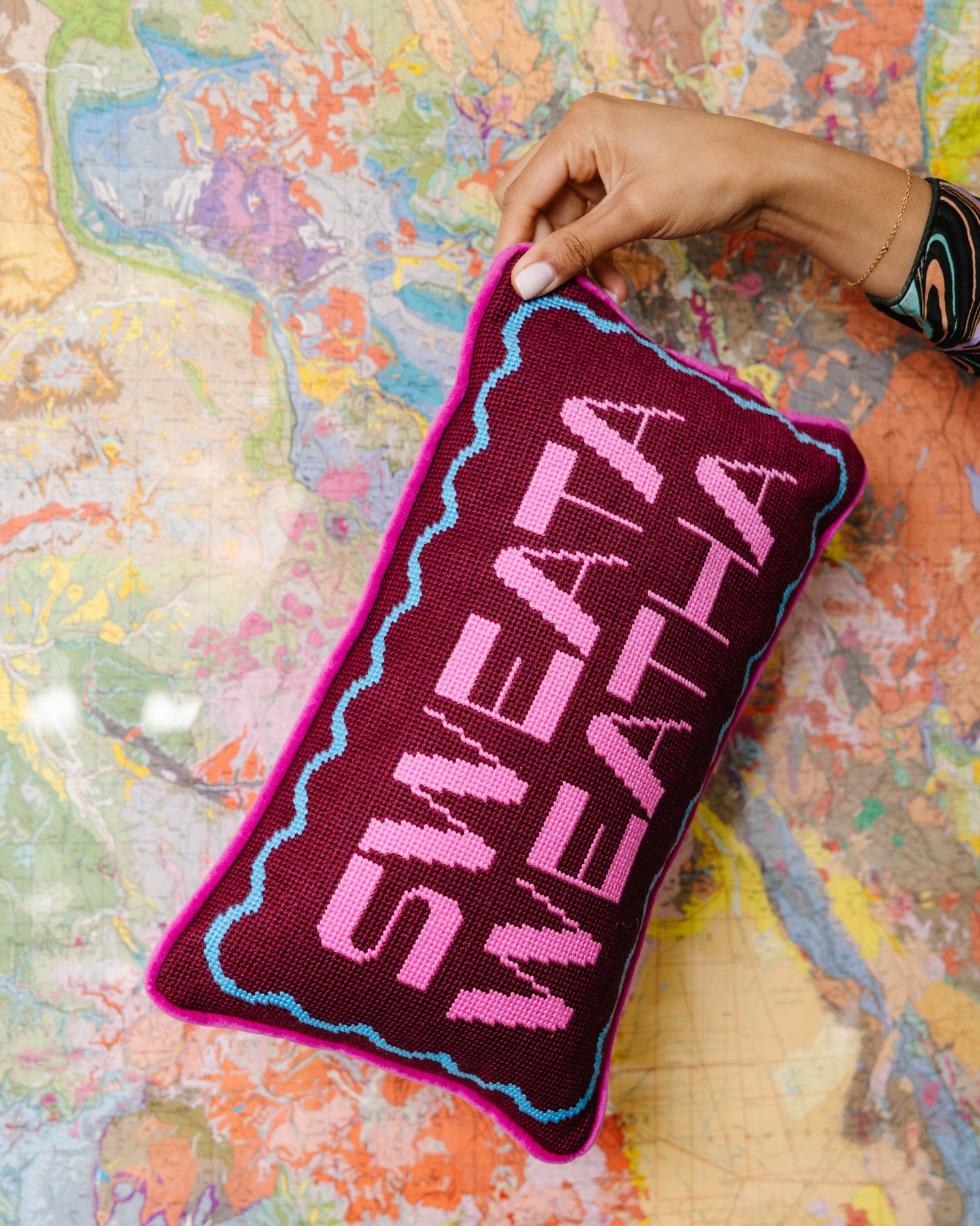 Sweata Weatha Needlepoint Pillow