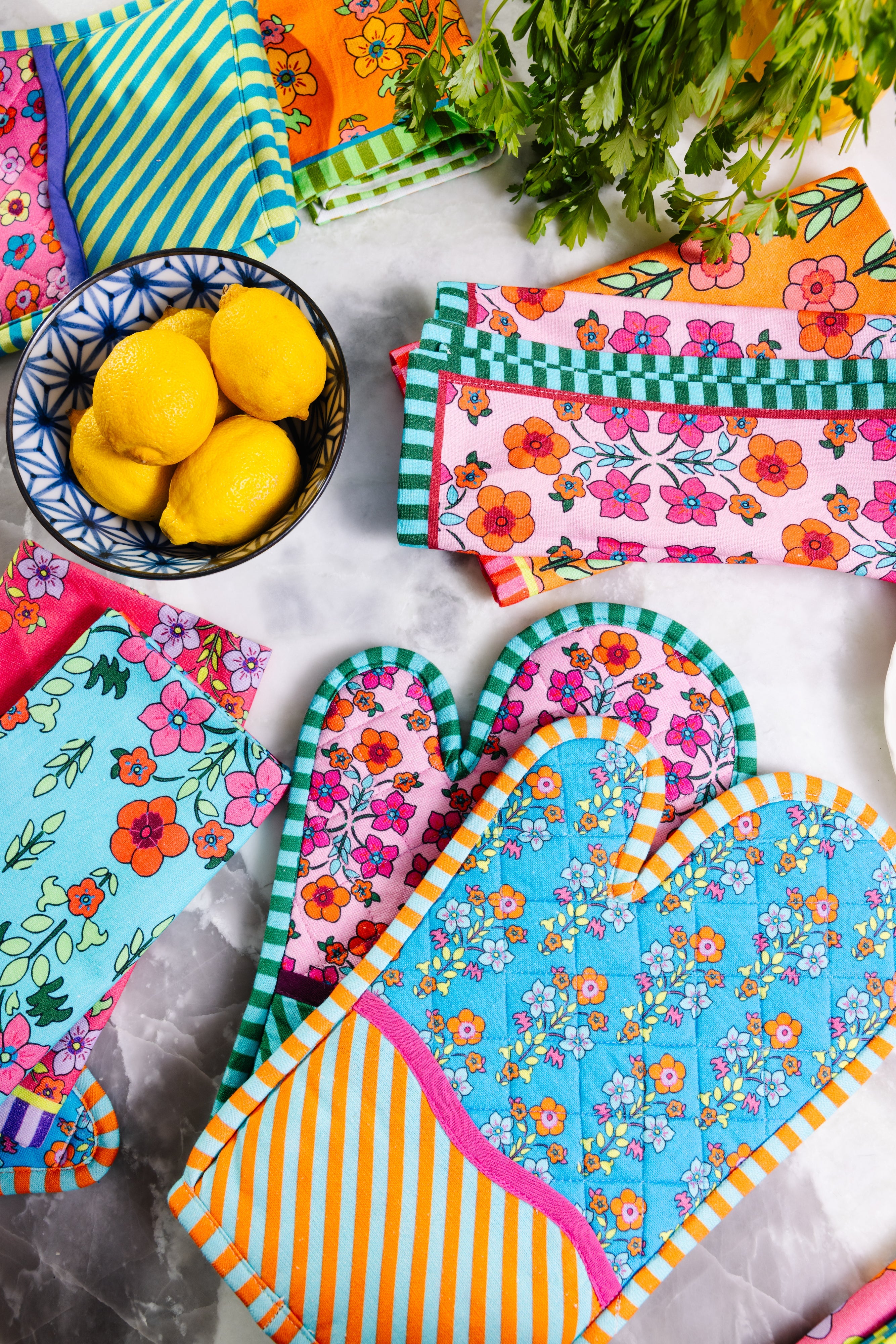 Blue Pot Holder &amp; Oven Mitt