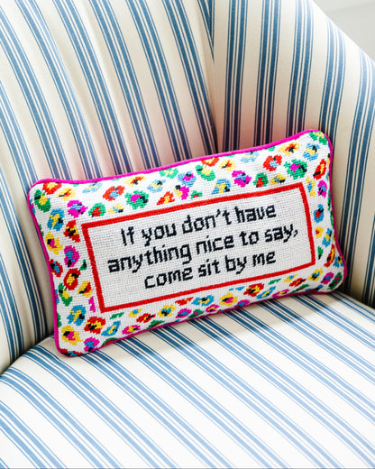 Come Sit By Me Needlepoint Pillow
