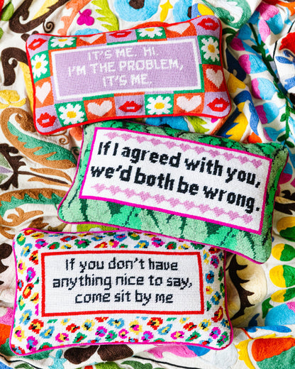 Come Sit By Me Needlepoint Pillow