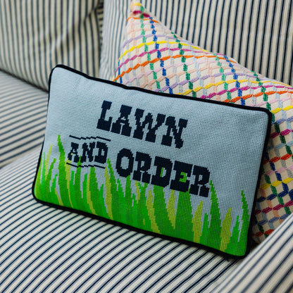 Lawn &amp; Order Needlepoint Pillow