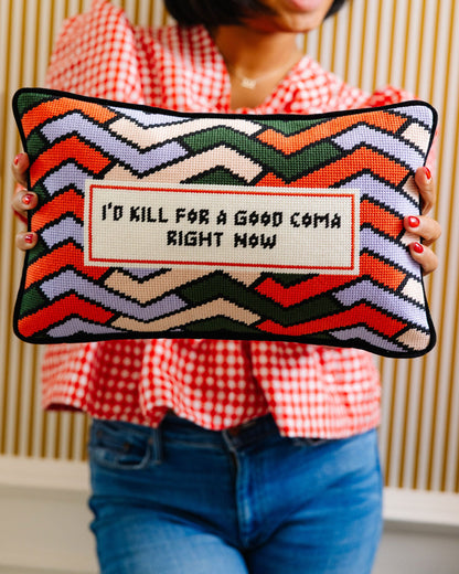 Good Coma Needlepoint Pillow