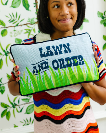 Lawn &amp; Order Needlepoint Pillow