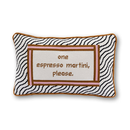 Espresso Martini Needlepoint Pillow
