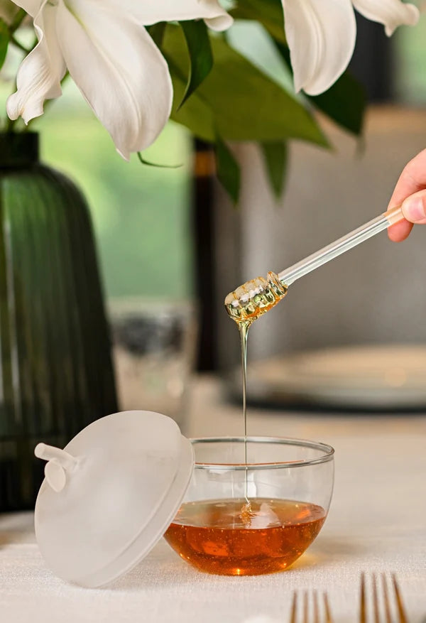 Frosted &amp; Clear Large Honey Dish
