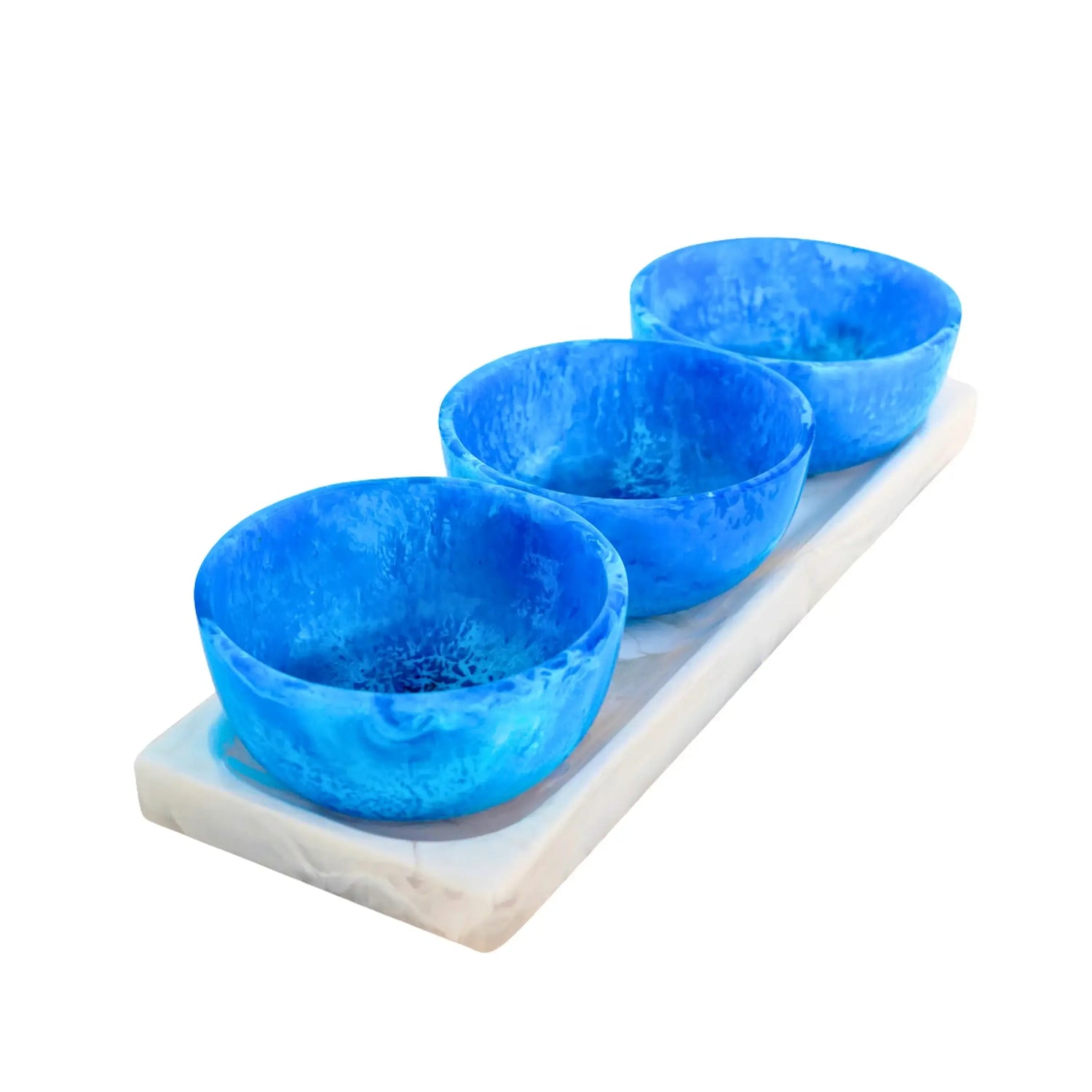 Lucente Blue Resin Serving Tray &amp; Appetizer Bowls