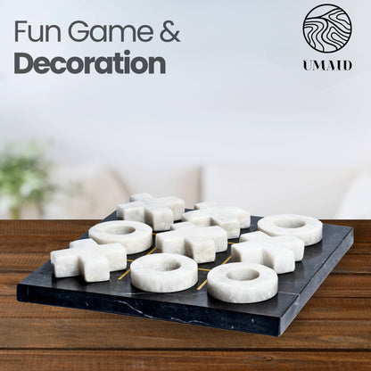 Marble Tic Tac Toe Game: Black &amp; White