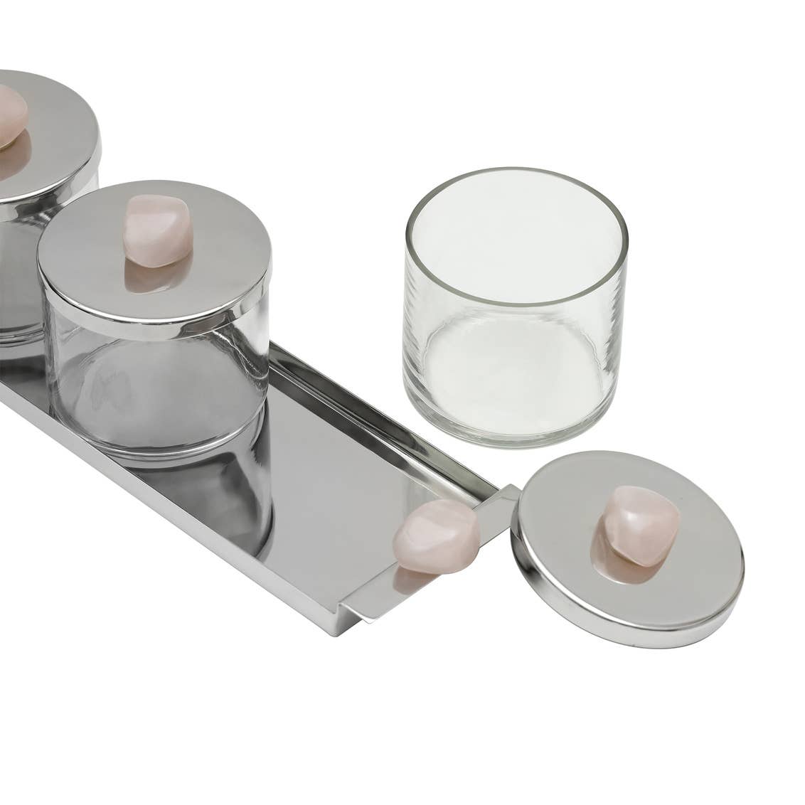 Hyaline Set of Three Glass Jars with Lids