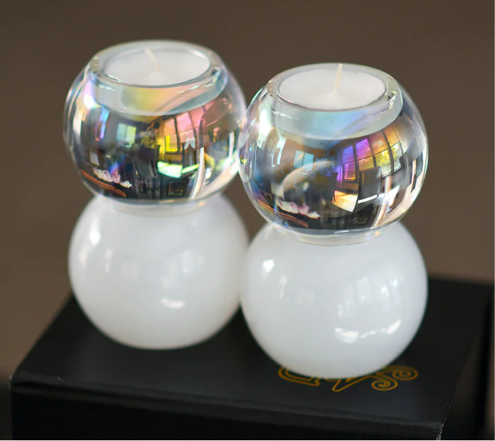 Color Block Bubble Crystal Tealight Holders