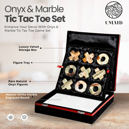 Marble Tic Tac Toe Game: Black &amp; White