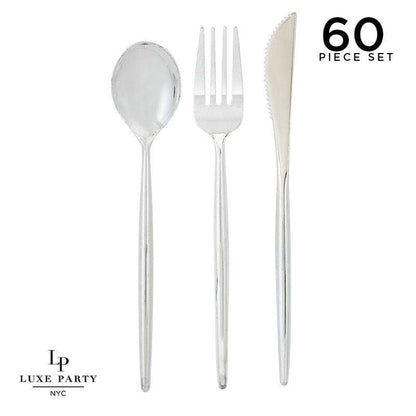 Matrix Silver Plastic Cutlery Set | 60 Pieces