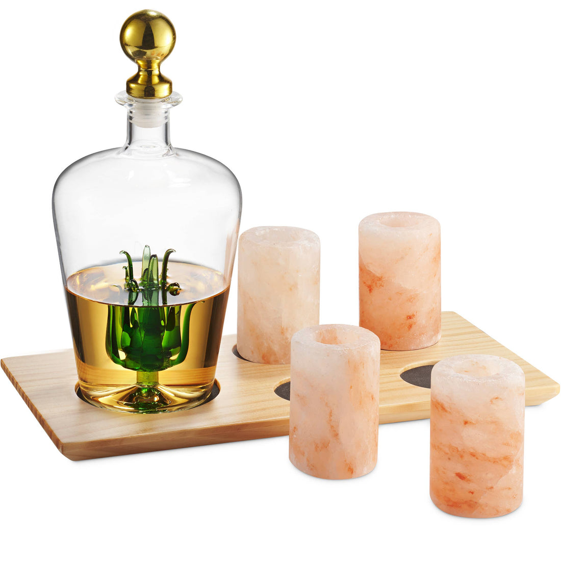 Tequila Decanter Set with Himalayan Salt Shot Glasses