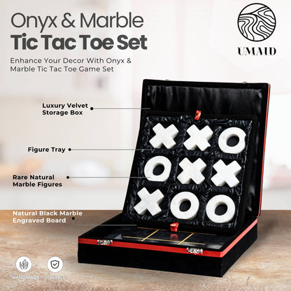 Marble Tic Tac Toe Game: Black &amp; White