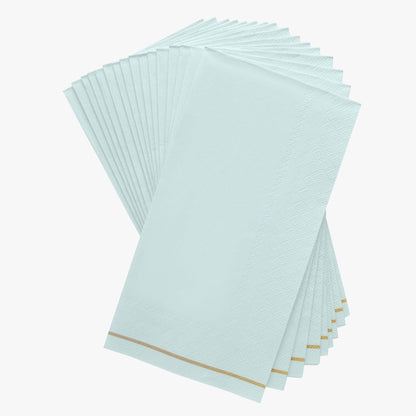 Mint with Gold Stripe Paper Napkins - 3 available sizes