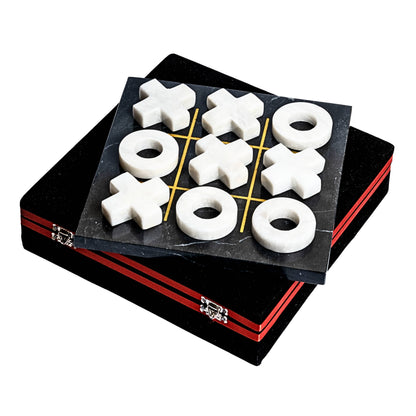 Marble Tic Tac Toe Game: Black &amp; White