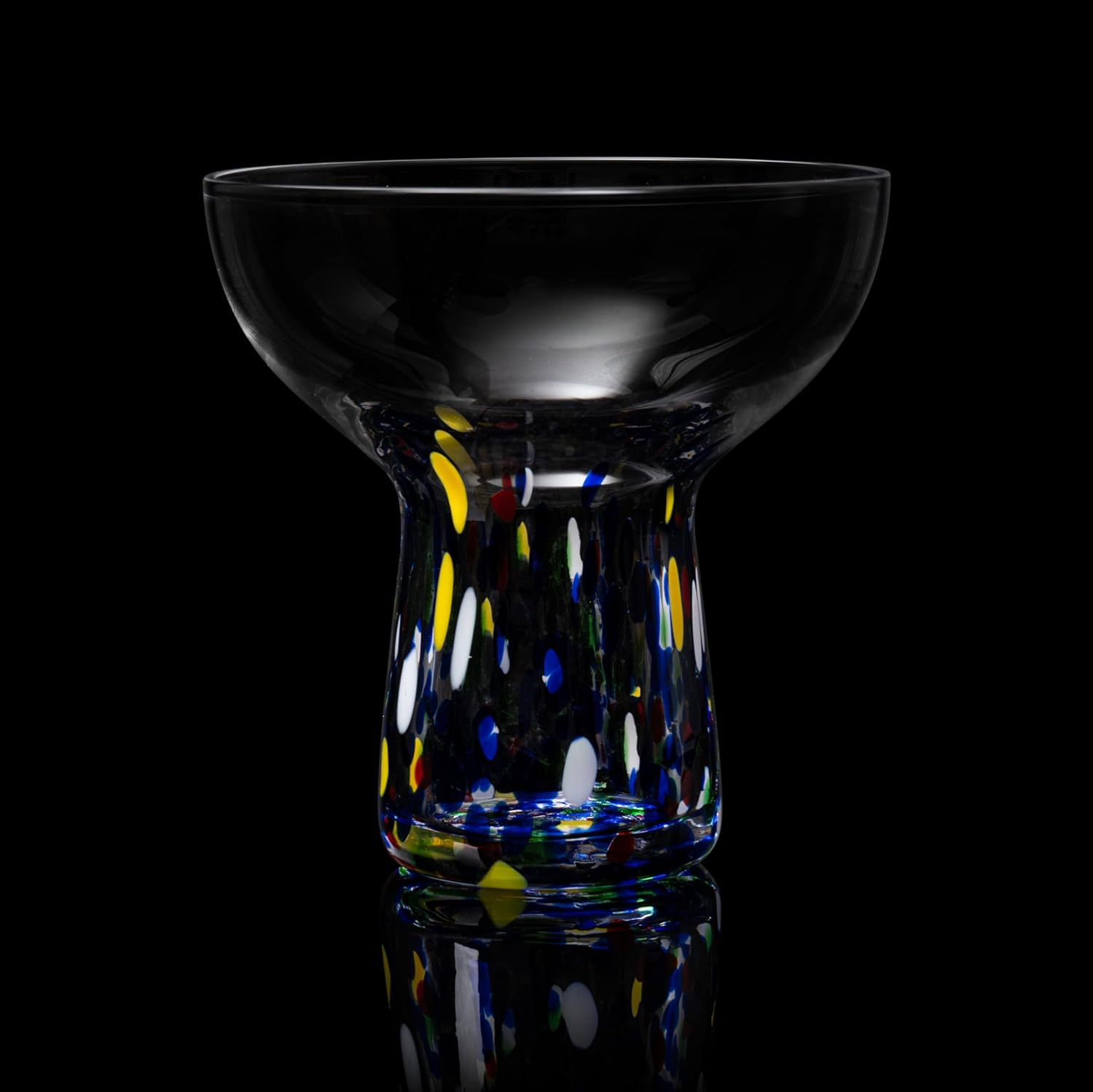 Stemless Margarita Glass – Set of 2-14OZ Luxury Hand Blown Confetti Margaritas, for Cocktails, Water, Wine, Dessert, Martini &amp; Champagne Glasses Cinco de Mayo, Hand Blown Glass - Mexican Confetti