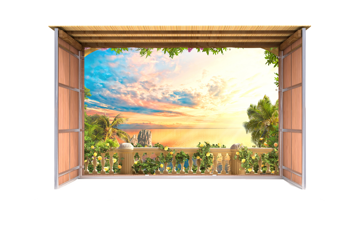 Tropical Glow Sukkah Mural
