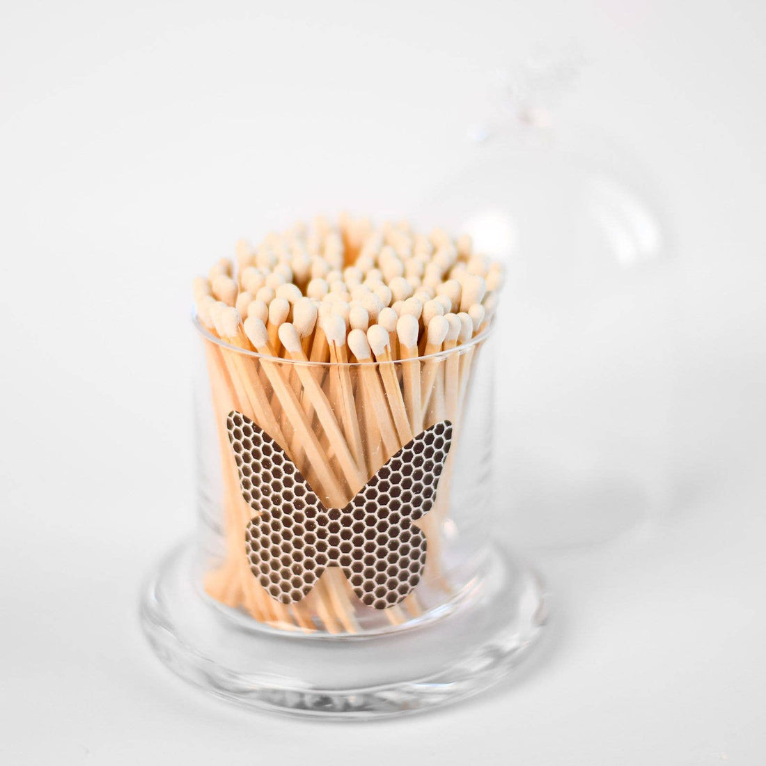 White Matches w/ Butterfly Accent Jar