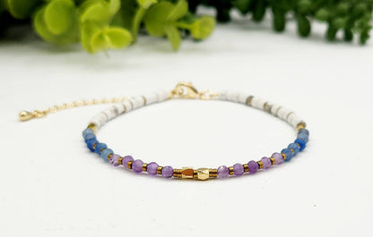 MENTAL CLARITY-Amethyst/Blue Aventurine/Howlite Bracelet-3mm
