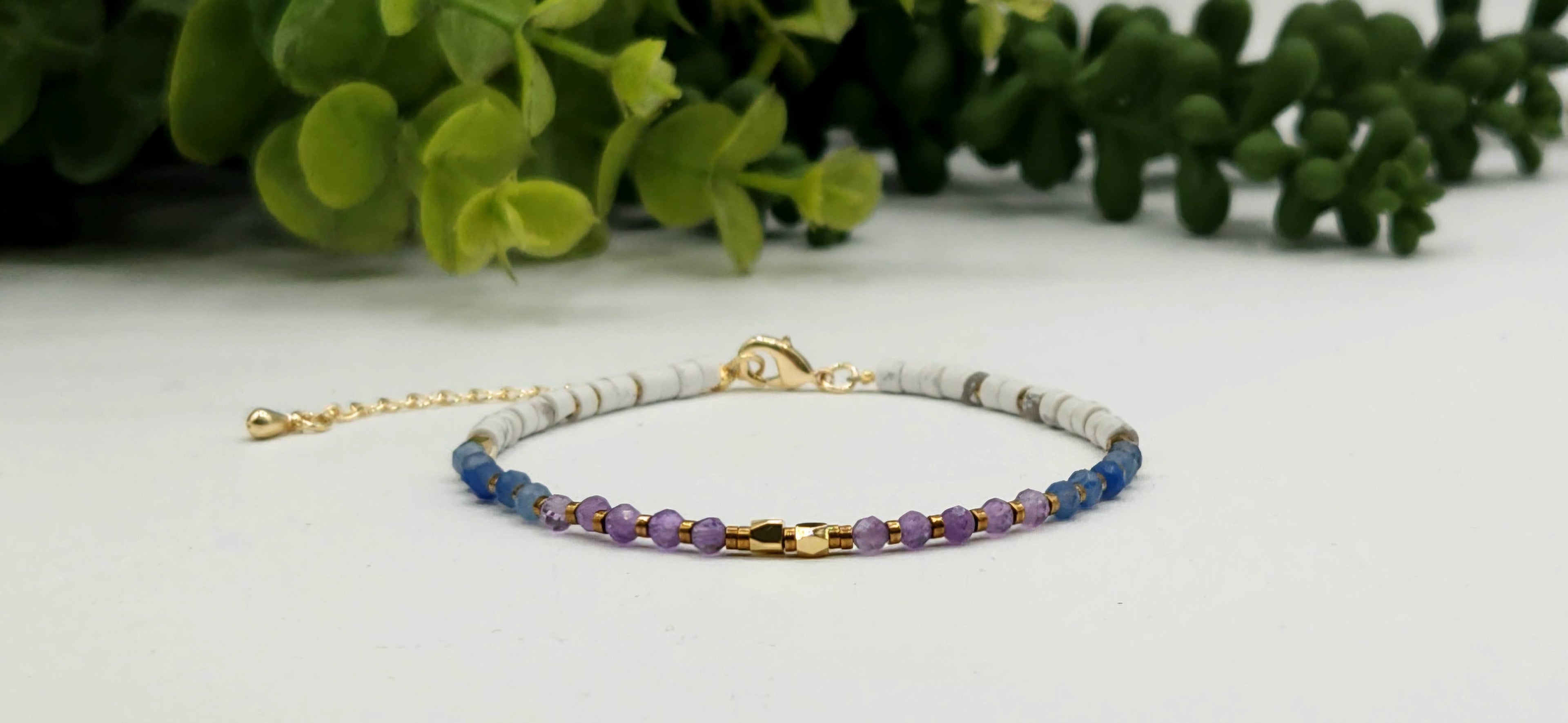 MENTAL CLARITY-Amethyst/Blue Aventurine/Howlite Bracelet-3mm