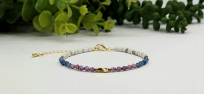 MENTAL CLARITY-Amethyst/Blue Aventurine/Howlite Bracelet-3mm