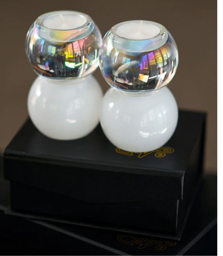 Color Block Bubble Crystal Tealight Holders