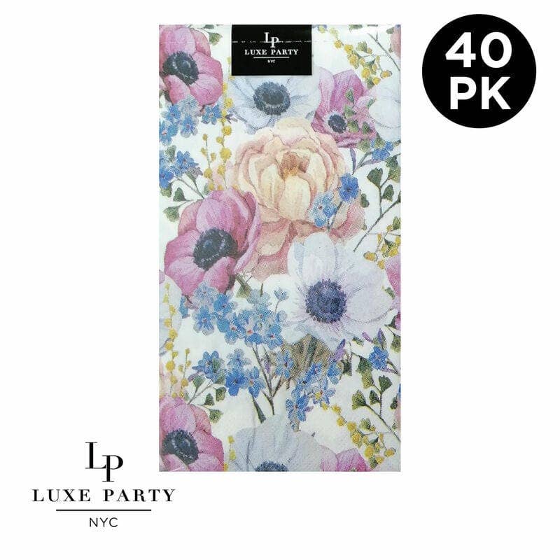 Pretty Floral Paper Dinner Napkins | 40 Napkins: 40 Beverage Napkins - 4.5" x 7.75"
