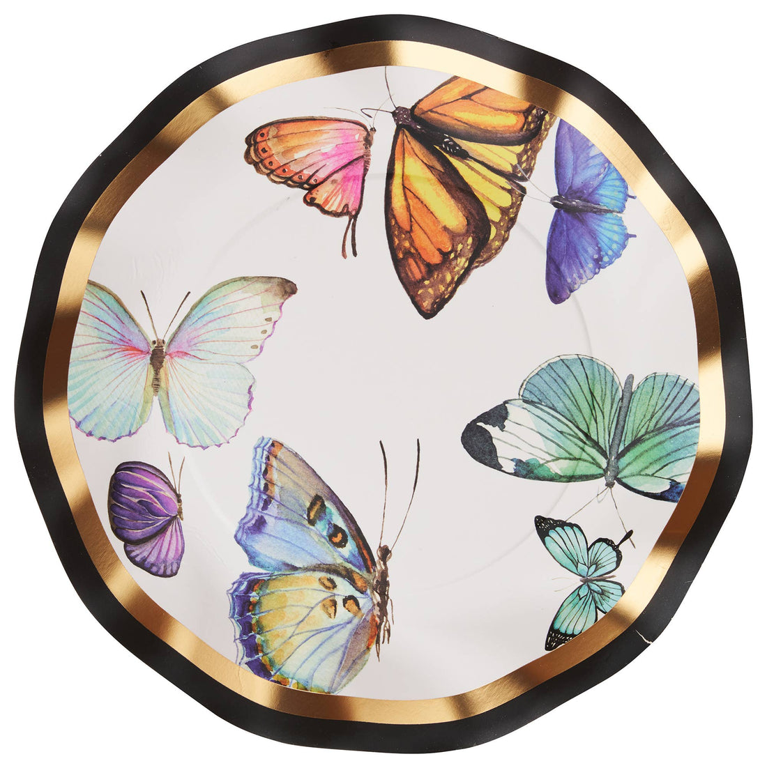 Paper Wavy Salad Plate Butterfly/8ct