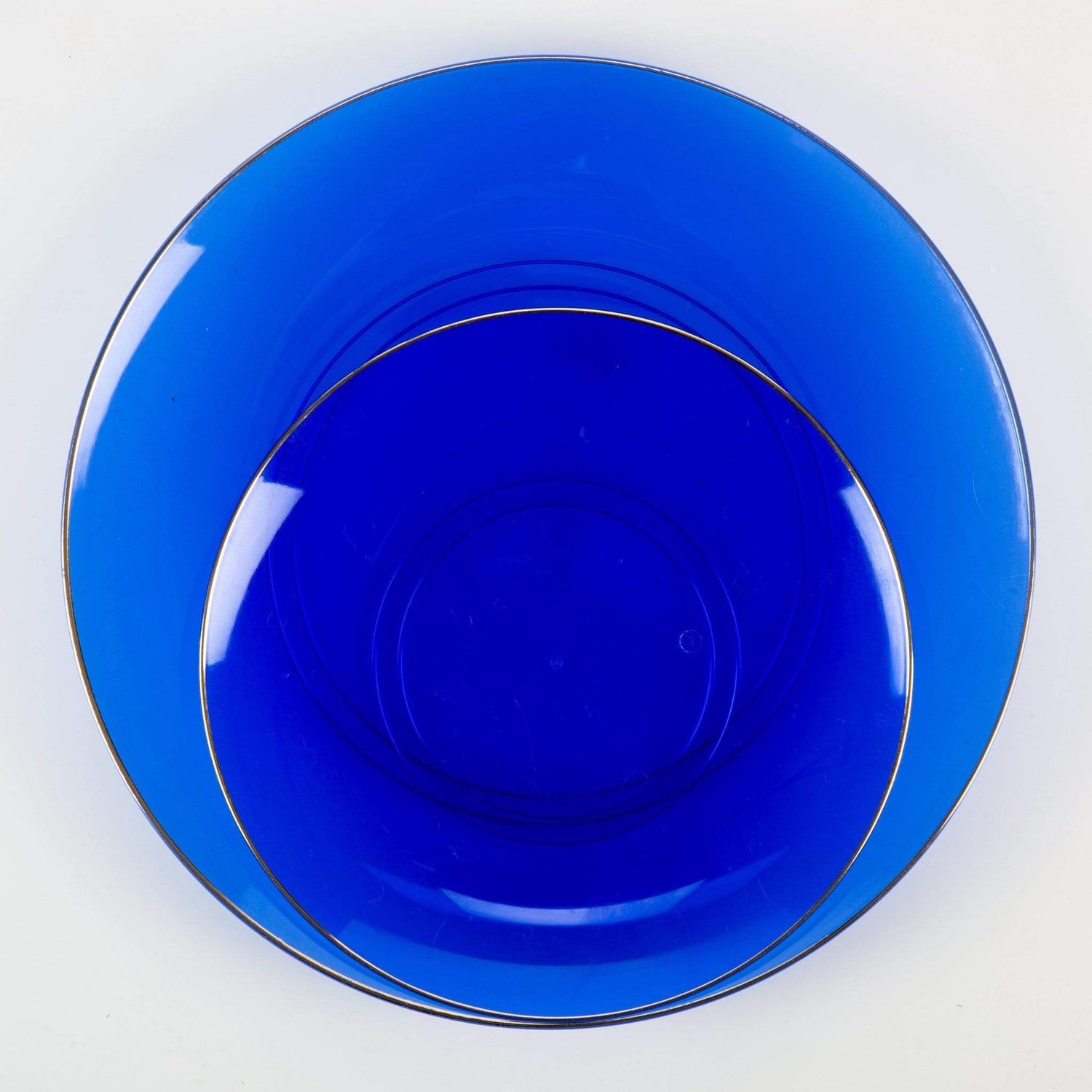 Round Transparent Bartenura Blue  • Gold Plastic Plates | 10