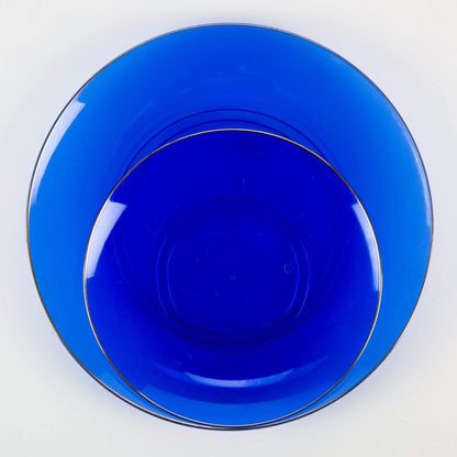 Round Transparent Bartenura Blue  • Gold Plastic Plates | 10