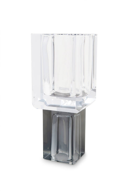 Crystal Square Vase with Colored Base: Large / Pink