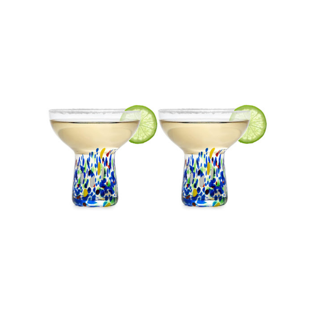 Stemless Margarita Glass Set Of 2 14OZ Luxury Hand Blown Confetti Margaritas For Cocktails Water Win
