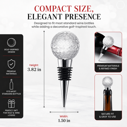 Golf Ball Wine Champagne Bottle Stopper Mouth Blown Lead Free Clear Glass Stopper Novelty Glassware