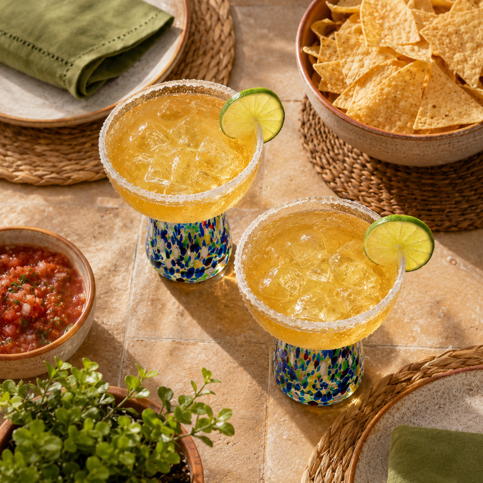 Stemless Margarita Glass Set Of 2 14OZ Luxury Hand Blown Confetti Margaritas For Cocktails Water Win