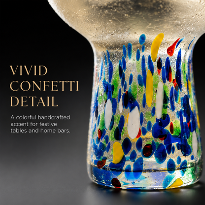 Stemless Margarita Glass Set Of 2 14OZ Luxury Hand Blown Confetti Margaritas For Cocktails Water Win