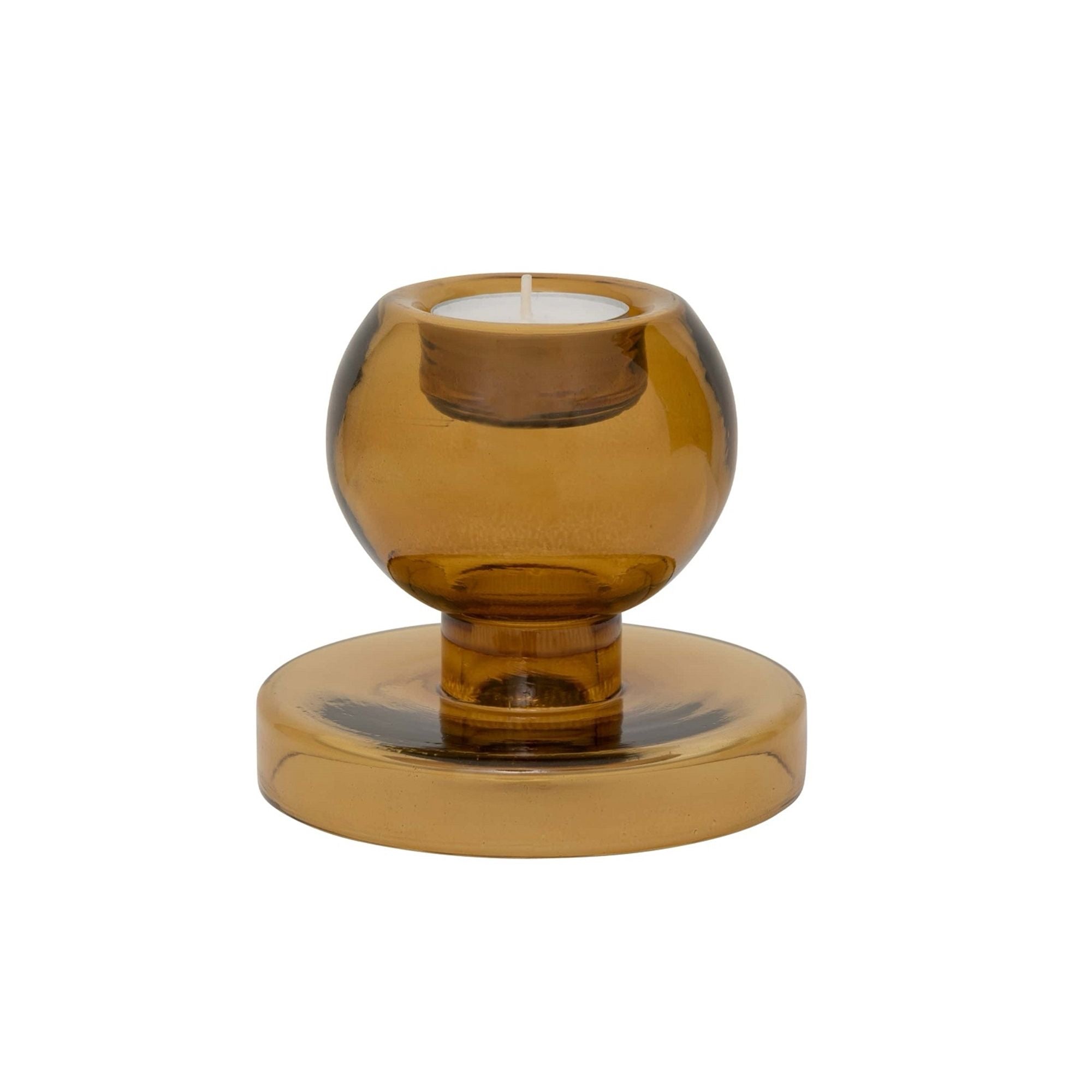 Wood Recycled
Glass Dual Tea Light
and Candle Holder-SET of 2