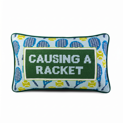 Causing A Racket Needlepoint Pillow