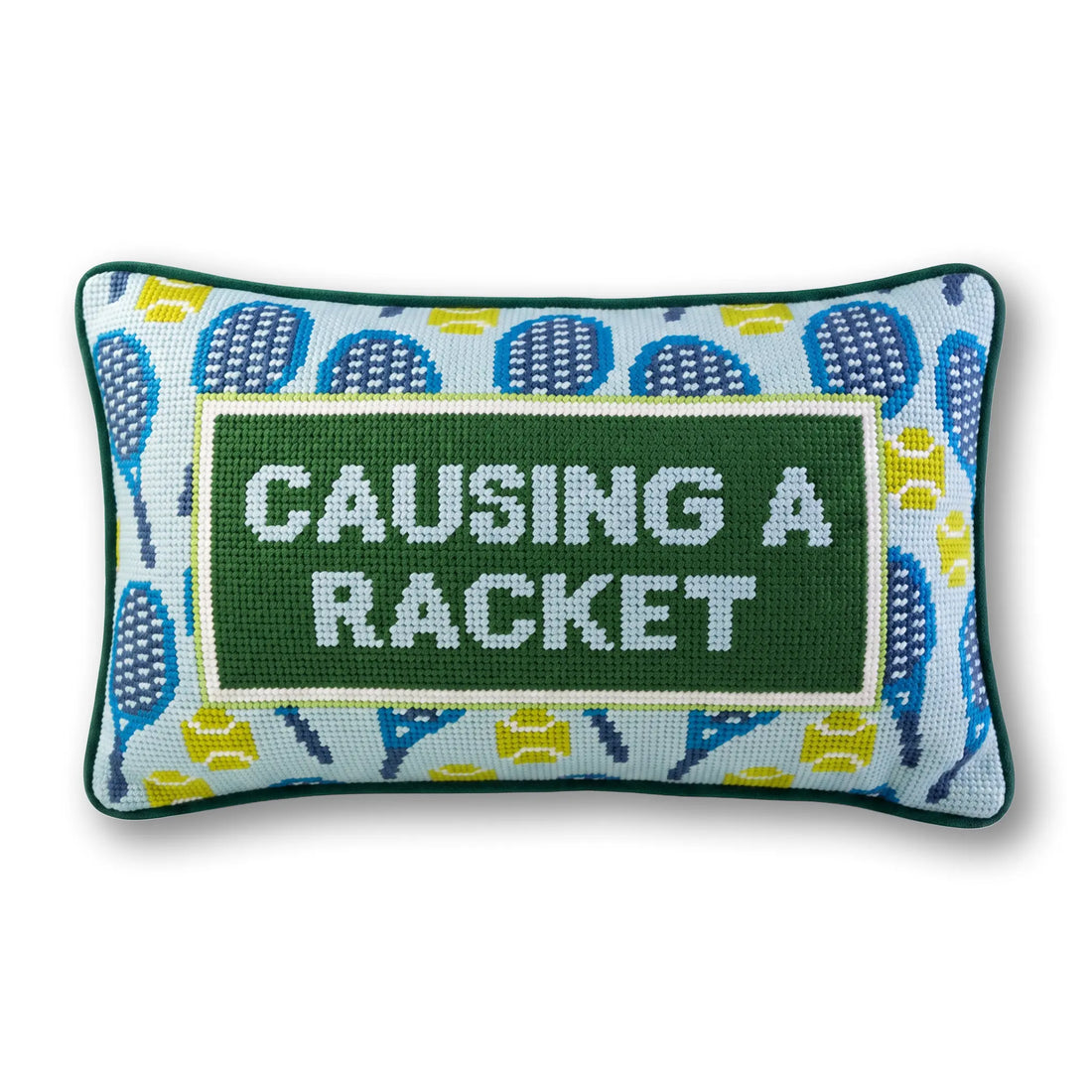 Causing A Racket Needlepoint Pillow