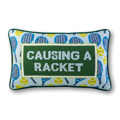 Causing A Racket Needlepoint Pillow
