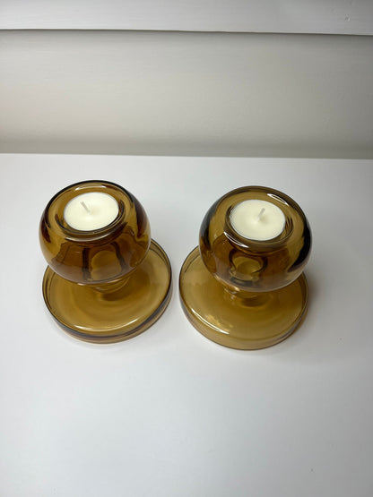 Wood Recycled
Glass Dual Tea Light
and Candle Holder-SET of 2