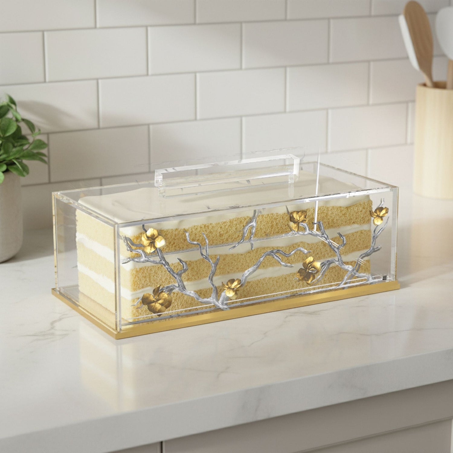 Golden Branch Cake Log Holder
