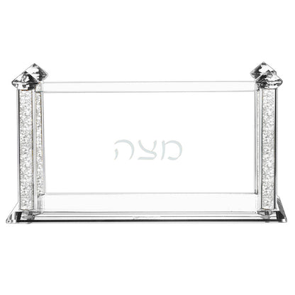 Crystal Square Matzah Box with Decorative Gemstones