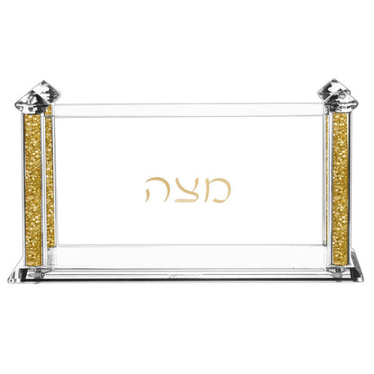 Crystal Square Matzah Box with Decorative Gemstones