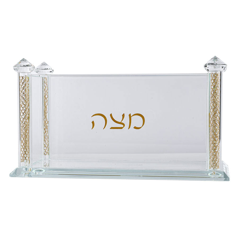 Crystal Square Matzah Box with Net Diamond Design