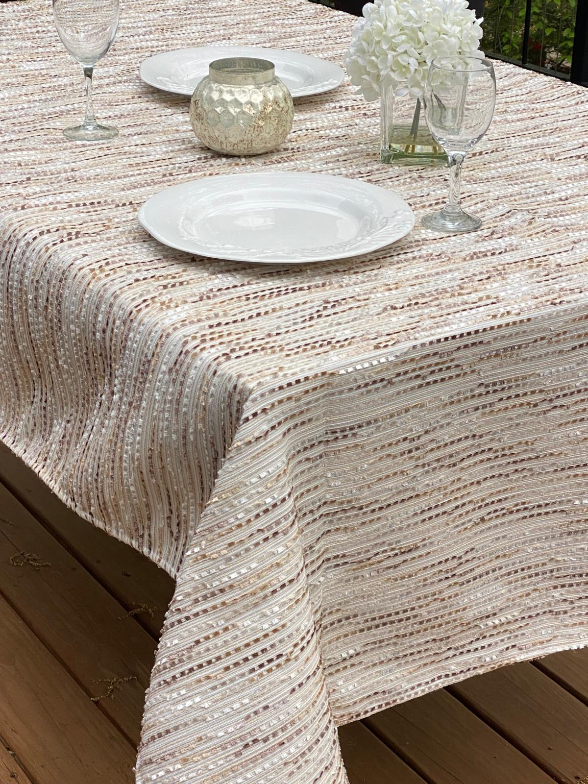 Textured cream tablecloth