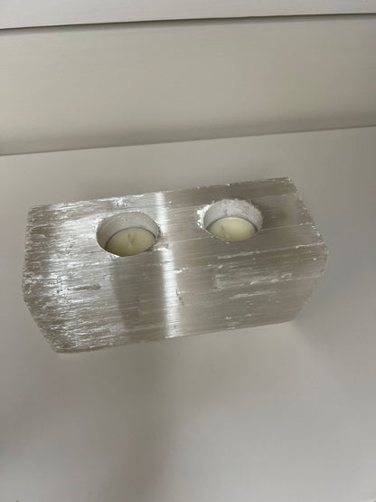 Rectangle Selenite
Double Tea Light
Holder